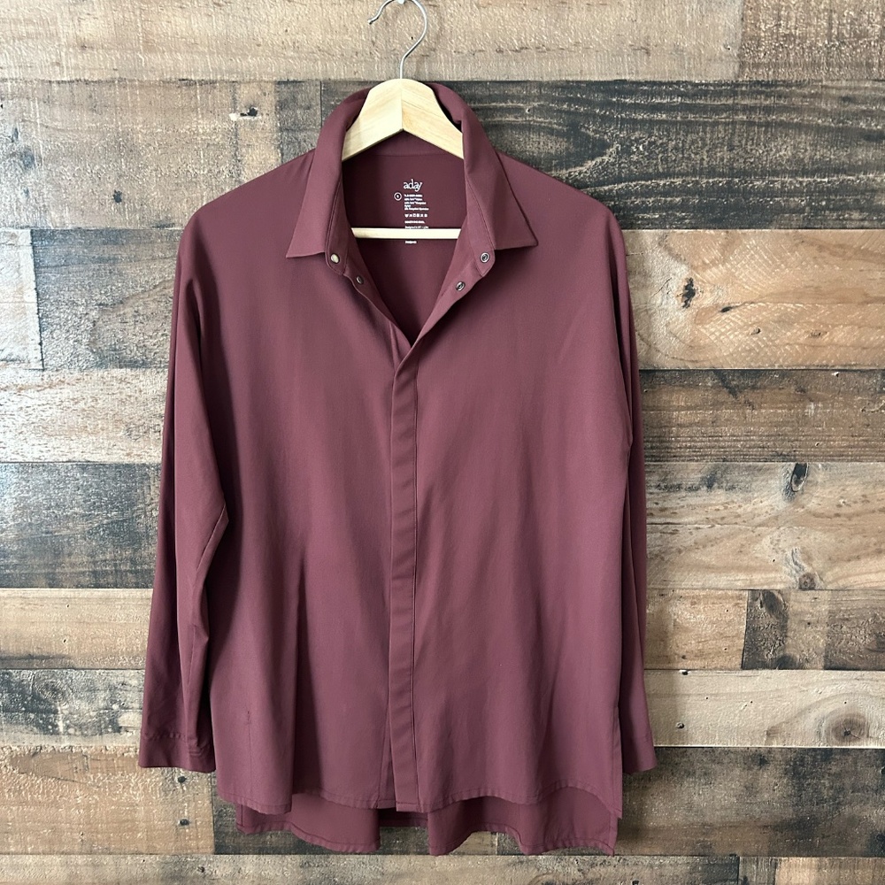Aday Something Cool Button Down Merlot Small Like… - image 3